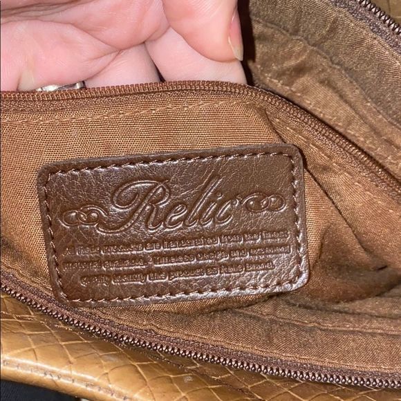 Relic brown round handled woven hand bag - Picture 5 of 8